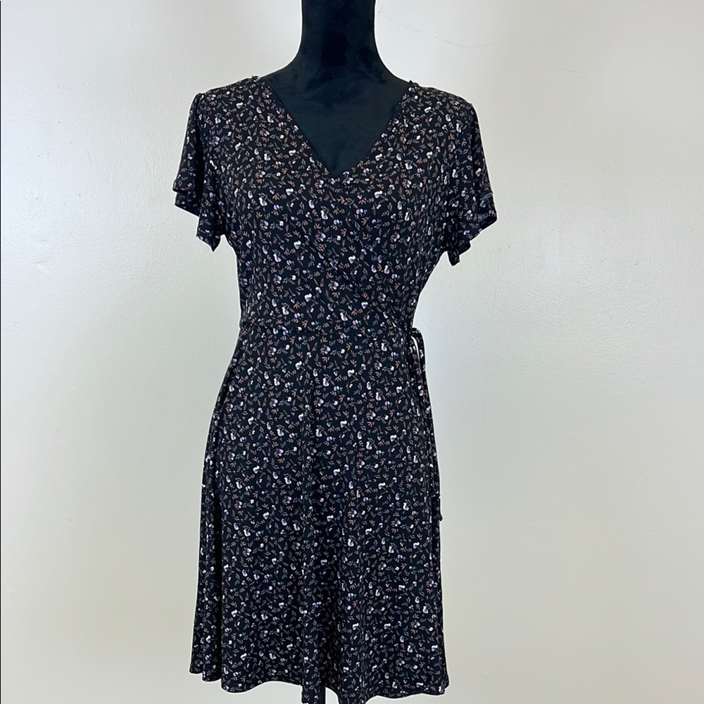 Kaileigh Black and White Flutter Sleeve Wrap Sundress